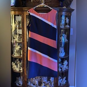 EEUC.  Only worn once.  Great for the office.  Navy blue, white and coral.